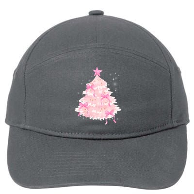 Pink Christmas Tree Bow Cute Holiday 7-Panel Snapback Hat