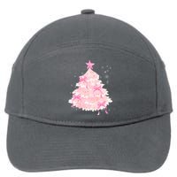 Pink Christmas Tree Bow Cute Holiday 7-Panel Snapback Hat