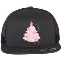 Pink Christmas Tree Bow Cute Holiday Flat Bill Trucker Hat