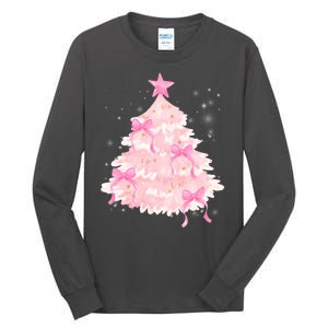 Pink Christmas Tree Bow Cute Holiday Tall Long Sleeve T-Shirt