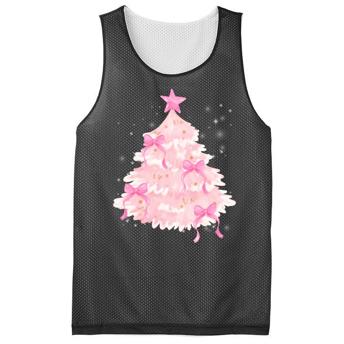 Pink Christmas Tree Bow Cute Holiday Mesh Reversible Basketball Jersey Tank