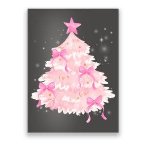 Pink Christmas Tree Bow Cute Holiday Poster