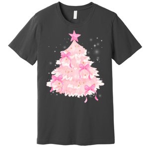 Pink Christmas Tree Bow Cute Holiday Premium T-Shirt