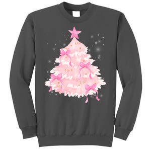 Pink Christmas Tree Bow Cute Holiday Tall Sweatshirt