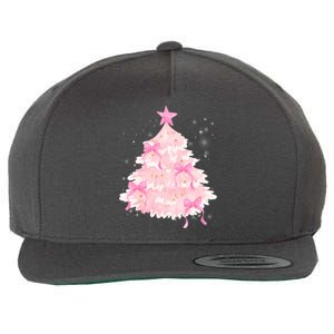 Pink Christmas Tree Bow Cute Holiday Wool Snapback Cap