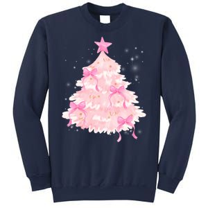 Pink Christmas Tree Bow Cute Holiday Sweatshirt