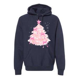 Pink Christmas Tree Bow Cute Holiday Premium Hoodie