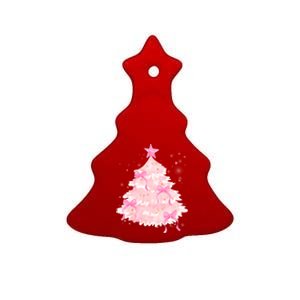 Pink Christmas Tree Bow Cute Holiday Ceramic Tree Ornament