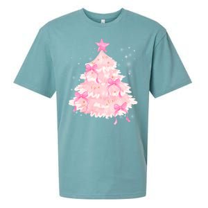 Pink Christmas Tree Bow Cute Holiday Sueded Cloud Jersey T-Shirt