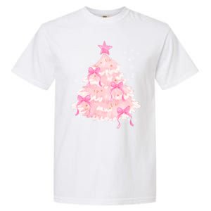 Pink Christmas Tree Bow Cute Holiday Garment-Dyed Heavyweight T-Shirt