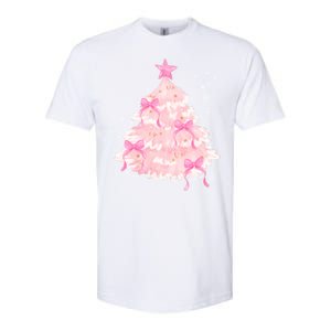 Pink Christmas Tree Bow Cute Holiday Softstyle CVC T-Shirt