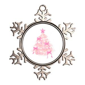 Pink Christmas Tree Bow Cute Holiday Metallic Star Ornament