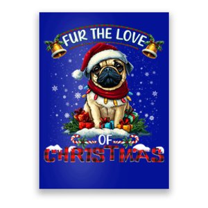 Pug Christmas Tree Lights Decorations Dog Lover Xmas Funny Gift Poster