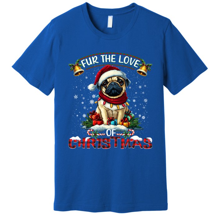 Pug Christmas Tree Lights Decorations Dog Lover Xmas Funny Gift Premium T-Shirt