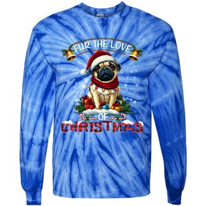 Pug Christmas Tree Lights Decorations Dog Lover Xmas Funny Gift Tie-Dye Long Sleeve Shirt