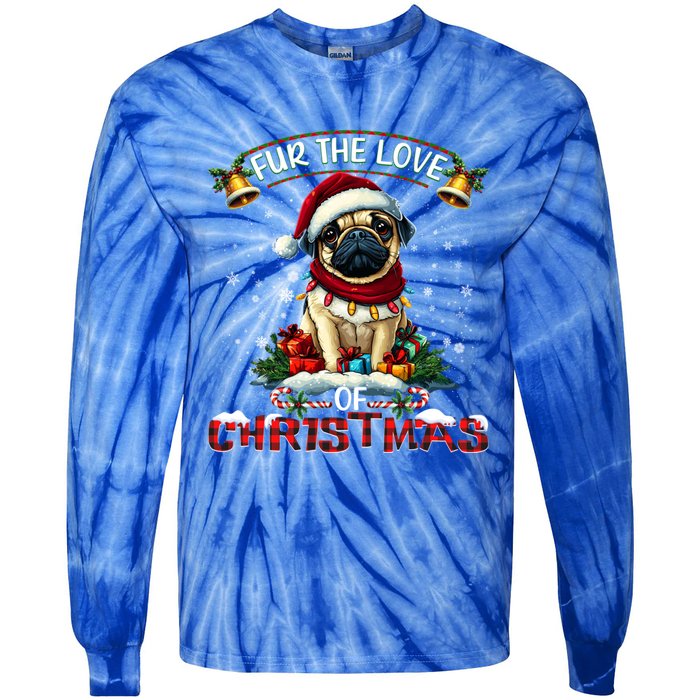 Pug Christmas Tree Lights Decorations Dog Lover Xmas Funny Gift Tie-Dye Long Sleeve Shirt