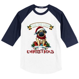 Pug Christmas Tree Lights Decorations Dog Lover Xmas Funny Gift Baseball Sleeve Shirt