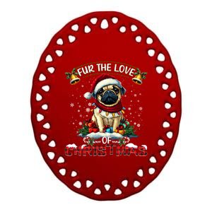 Pug Christmas Tree Lights Decorations Dog Lover Xmas Funny Gift Ceramic Oval Ornament