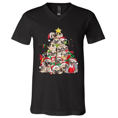 Pugmas Christmas Tree V-Neck T-Shirt