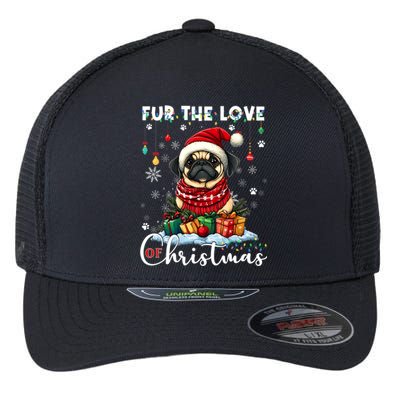 Pug Christmas Tree Lights Decorations Dog Lover Xmas Funny Gift Cool Gift Flexfit Unipanel Trucker Cap