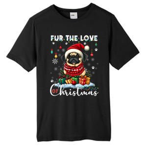 Pug Christmas Tree Lights Decorations Dog Lover Xmas Funny Gift Cool Gift Tall Fusion ChromaSoft Performance T-Shirt