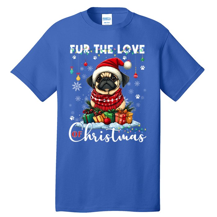 Pug Christmas Tree Lights Decorations Dog Lover Xmas Funny Gift Cool Gift Tall T-Shirt