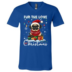 Pug Christmas Tree Lights Decorations Dog Lover Xmas Funny Gift Cool Gift V-Neck T-Shirt