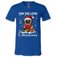 Pug Christmas Tree Lights Decorations Dog Lover Xmas Funny Gift Cool Gift V-Neck T-Shirt