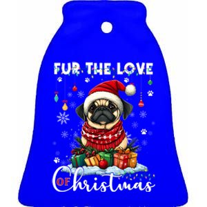 Pug Christmas Tree Lights Decorations Dog Lover Xmas Funny Gift Cool Gift Ceramic Bell Ornament