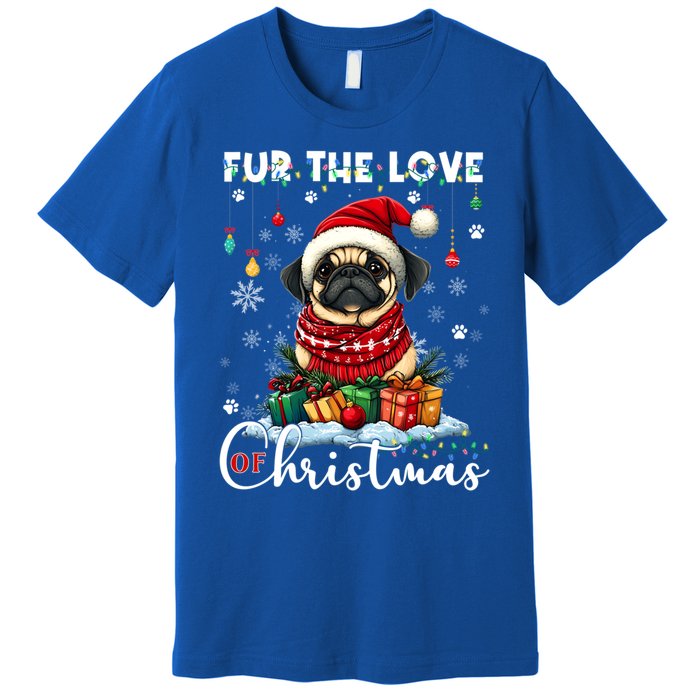 Pug Christmas Tree Lights Decorations Dog Lover Xmas Funny Gift Cool Gift Premium T-Shirt