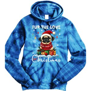 Pug Christmas Tree Lights Decorations Dog Lover Xmas Funny Gift Cool Gift Tie Dye Hoodie