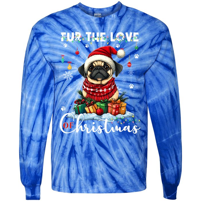 Pug Christmas Tree Lights Decorations Dog Lover Xmas Funny Gift Cool Gift Tie-Dye Long Sleeve Shirt