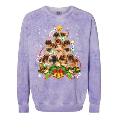 Pekingeses Christmas Tree X Mas Lights Santa Pekingese Colorblast Crewneck Sweatshirt