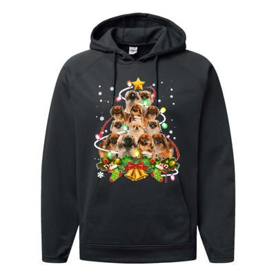 Pekingeses Christmas Tree X Mas Lights Santa Pekingese Performance Fleece Hoodie