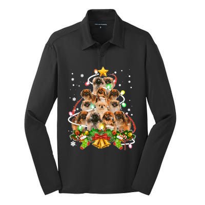 Pekingeses Christmas Tree X Mas Lights Santa Pekingese Silk Touch Performance Long Sleeve Polo