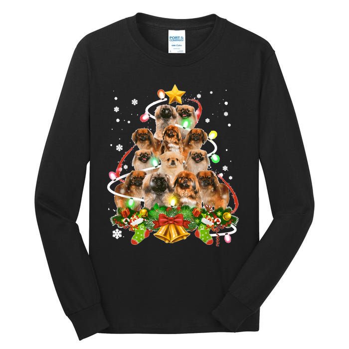 Pekingeses Christmas Tree X Mas Lights Santa Pekingese Tall Long Sleeve T-Shirt