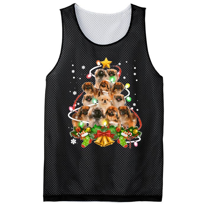 Pekingeses Christmas Tree X Mas Lights Santa Pekingese Mesh Reversible Basketball Jersey Tank