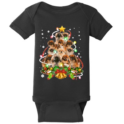 Pekingeses Christmas Tree X Mas Lights Santa Pekingese Baby Bodysuit