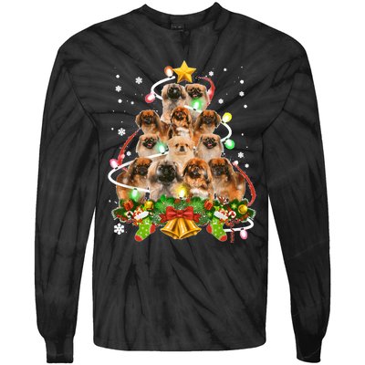 Pekingeses Christmas Tree X Mas Lights Santa Pekingese Tie-Dye Long Sleeve Shirt