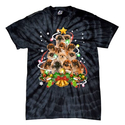 Pekingeses Christmas Tree X Mas Lights Santa Pekingese Tie-Dye T-Shirt