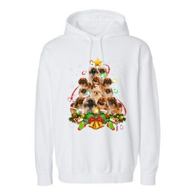 Pekingeses Christmas Tree X Mas Lights Santa Pekingese Garment-Dyed Fleece Hoodie