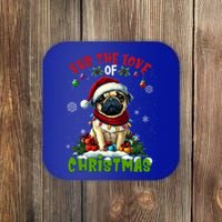 Pug Christmas Tree Lights Decorations Dog Lover Xmas Funny Gift Coaster