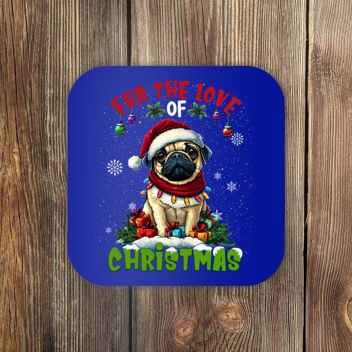 Pug Christmas Tree Lights Decorations Dog Lover Xmas Funny Gift Coaster