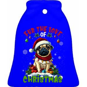 Pug Christmas Tree Lights Decorations Dog Lover Xmas Funny Gift Ceramic Bell Ornament