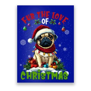 Pug Christmas Tree Lights Decorations Dog Lover Xmas Funny Gift Poster