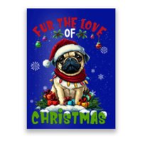 Pug Christmas Tree Lights Decorations Dog Lover Xmas Funny Gift Poster