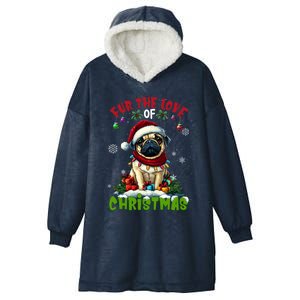 Pug Christmas Tree Lights Decorations Dog Lover Xmas Funny Gift Hooded Wearable Blanket