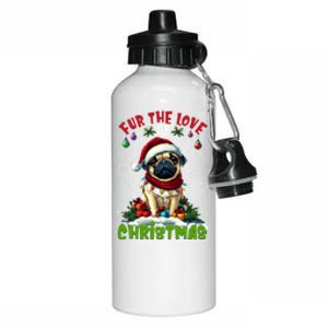 Pug Christmas Tree Lights Decorations Dog Lover Xmas Funny Gift Aluminum Water Bottle