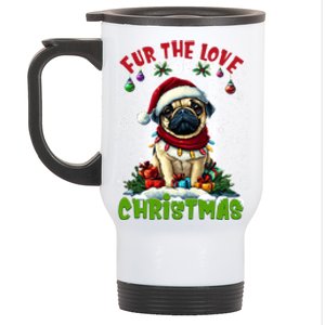 Pug Christmas Tree Lights Decorations Dog Lover Xmas Funny Gift Stainless Steel Travel Mug