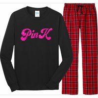 Pink Color Text For Summer Long Sleeve Pajama Set